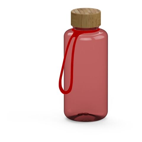 Werbeartikel Tritan Trinkflasche Natural – rot – mit Logo bedruckt 1,0 l nachhaltig auslaufsicher für Sportevents & Turniere