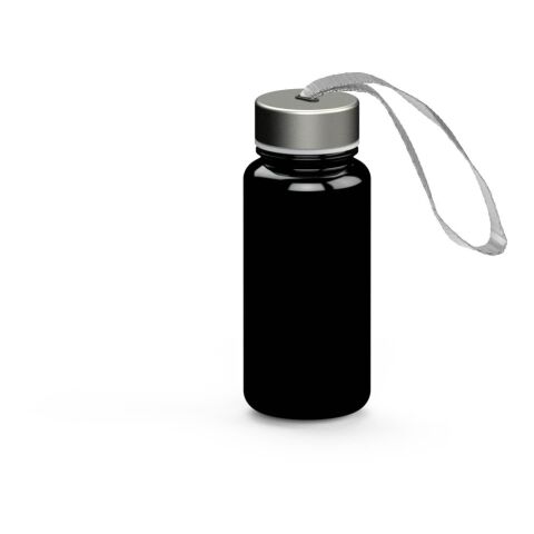 Werbeartikel Tritan Trinkflasche 400 ml Pure Edelstahl-Deckel auslaufsicher kohlensäuregeeignet BPA-frei – schwarz – mit Logo bedruckt