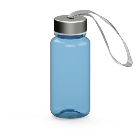 Werbeartikel Tritan Trinkflasche 400 ml Pure Edelstahl-Deckel auslaufsicher kohlensäuregeeignet BPA-frei – trend-blau ps – mit Logo bedruckt