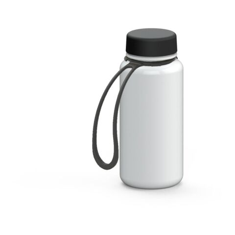 Werbeartikel Trinkflasche "Refresh", 400 ml, inkl. Strap – weiß – mit Logo bedruckt