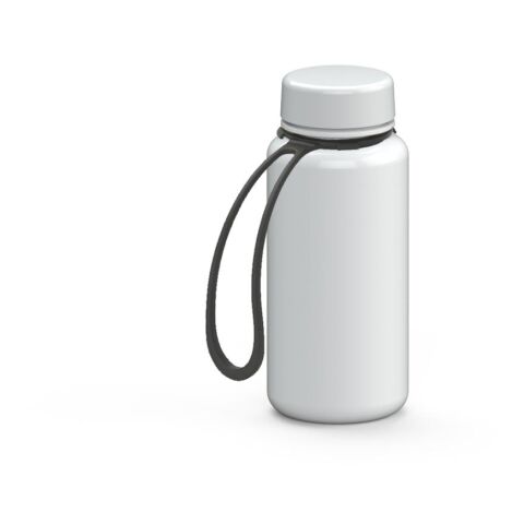 Werbeartikel Tritan Trinkflasche 400 ml Refresh auslaufsicher kohlensäuregeeignet BPA-frei UV-Druck geeignet, inkl. Strap – weiß – mit Logo bedruckt