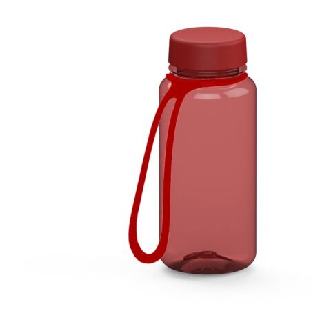 Werbeartikel Tritan Trinkflasche 400 ml Refresh auslaufsicher kohlensäuregeeignet BPA-frei UV-Druck geeignet, inkl. Strap – rot – mit Logo bedruckt