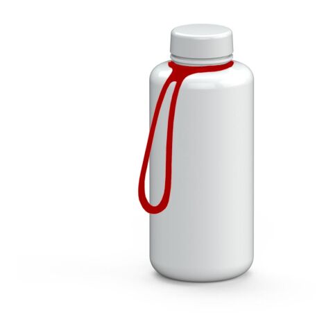 Werbeartikel Refresh 1,0 l Trinkflasche aus Tritan BPA-frei & auslaufsicher für kohlensäurehaltige Getränke, inkl. Strap – weiß – mit Logo bedruckt