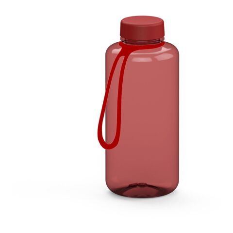 Werbeartikel Refresh 1,0 l Trinkflasche aus Tritan BPA-frei & auslaufsicher für kohlensäurehaltige Getränke, inkl. Strap – rot – mit Logo bedruckt