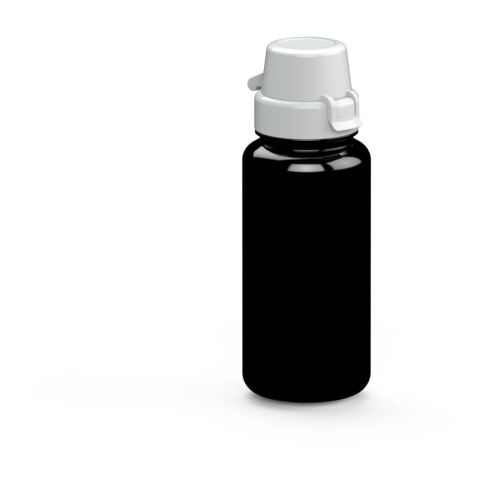 Werbeartikel School 400ml Kinder-Trinkflasche aus Tritan bruchsicher mit Weithals-Öffnung & Sportverschluss BPA-frei – schwarz – mit Logo bedruckt
