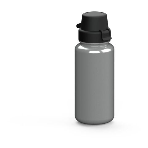 Werbeartikel School 400ml Kinder-Trinkflasche aus Tritan bruchsicher mit Weithals-Öffnung & Sportverschluss BPA-frei – silber – mit Logo bedruckt