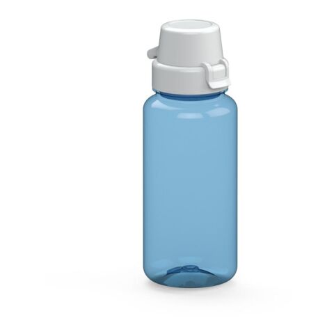 Werbeartikel School 400ml Kinder-Trinkflasche aus Tritan bruchsicher mit Weithals-Öffnung & Sportverschluss BPA-frei – trend-blau ps – mit Logo