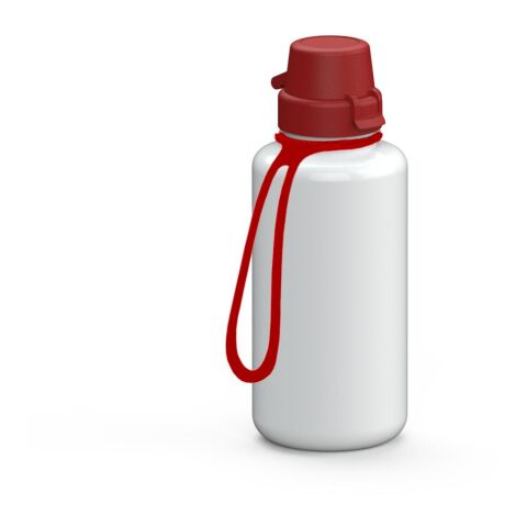 Werbeartikel Trinkflasche "School", 700 ml, inkl. Strap – weiß – mit Logo bedruckt
