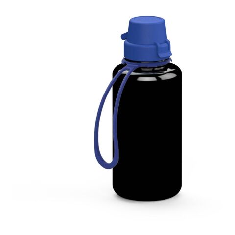 Werbeartikel Tritan Trinkflasche 700 ml School Strap Silikon-Trageschlaufe BPA-frei auslaufsicher große Öffnung – schwarz – mit Logo bedruckt