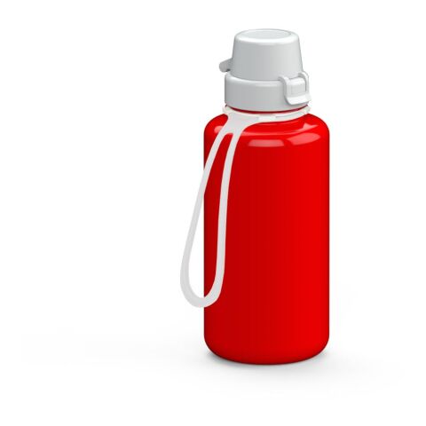 Werbeartikel Tritan Trinkflasche 700 ml School Strap Silikon-Trageschlaufe BPA-frei auslaufsicher große Öffnung – rot – mit Logo bedruckt