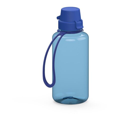 Sport-Werbemittel Tritan Trinkflasche School – trend-blau – mit Logo bedruckt 700 ml BPA-frei mit Trageschlaufe für Sportevents
