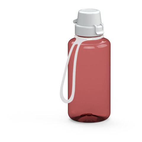 Werbeartikel Tritan Trinkflasche 700 ml School Strap Silikon-Trageschlaufe BPA-frei auslaufsicher große Öffnung – rot – mit Logo bedruckt