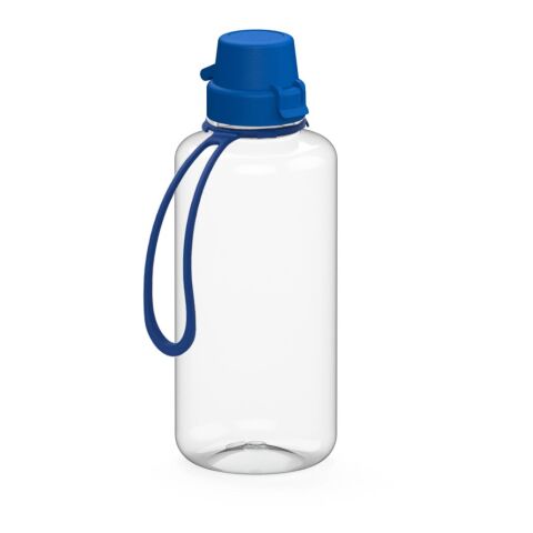 Werbeartikel Trinkflasche School 1 Liter aus Tritan geschmacksneutral 1000ml große Öffnung, inkl. Strap – weiß – mit Logo bedruckt
