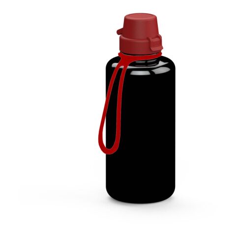 Werbeartikel Trinkflasche School 1 Liter aus Tritan geschmacksneutral 1000ml große Öffnung, inkl. Strap – schwarz – mit Logo bedruckt