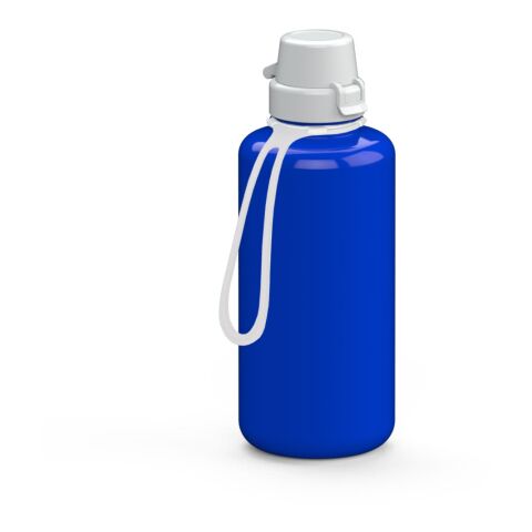 Werbeartikel Trinkflasche School 1 Liter aus Tritan geschmacksneutral 1000ml große Öffnung, inkl. Strap – trend-blau PS – mit Logo bedruckt