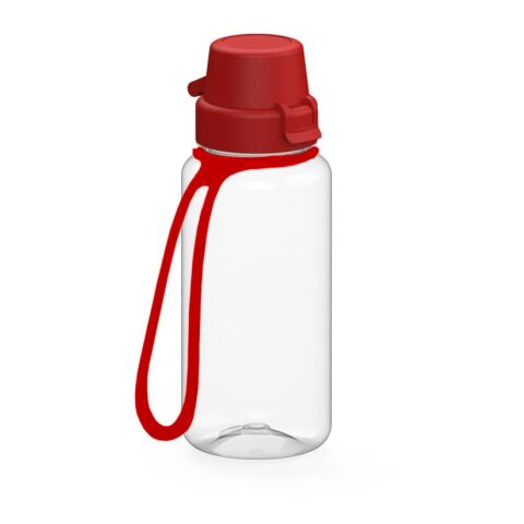Werbeartikel School 400ml Kinder-Trinkflasche aus Tritan bruchsicher mit Weithals-Öffnung & Sportverschluss BPA-frei, inkl. Strap – weiß – mit Logo