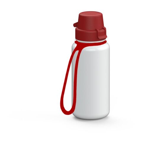 Werbeartikel Trinkflasche "School", 400 ml, inkl. Strap – weiß – mit Logo bedruckt