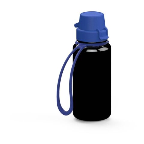 Werbeartikel School 400ml Kinder-Trinkflasche aus Tritan bruchsicher mit Weithals-Öffnung & Sportverschluss BPA-frei, inkl. Strap – schwarz – mit