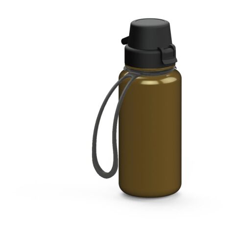 Werbeartikel School 400ml Kinder-Trinkflasche aus Tritan bruchsicher mit Weithals-Öffnung & Sportverschluss BPA-frei, inkl. Strap – gold – mit Logo