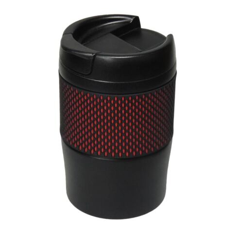 Werbeartikel Isolierbecher "Temptation", klein, mit Manschette – schwarz – mit Logo bedruckt