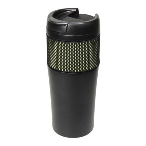 Werbeartikel Isolierbecher "Temptation", groß, mit Manschette – schwarz – mit Logo bedruckt