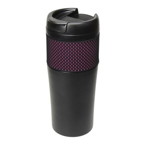 Werbeartikel Isolierbecher "Temptation", groß, mit Manschette – schwarz – mit Logo bedruckt