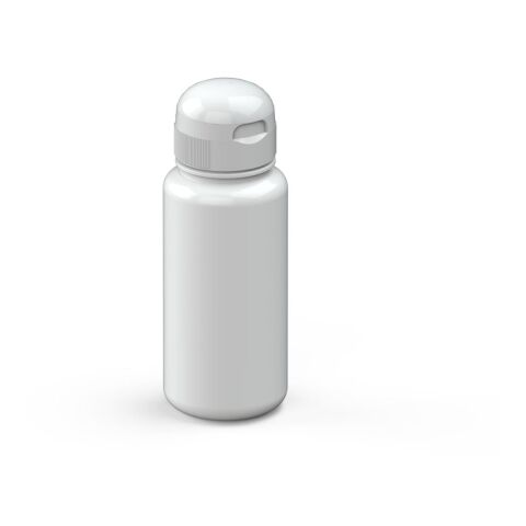 Werbeartikel Trinkflasche Sports 400 ml Tritan geschmacksneutral große Öffnung kinderfreundlicher Verschluss auslaufsicher – weiß – mit Logo bedruckt