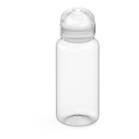 Werbeartikel Trinkflasche Sports 400 ml Tritan geschmacksneutral große Öffnung kinderfreundlicher Verschluss auslaufsicher – weiß – mit Logo bedruckt