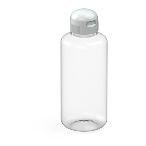 Werbeartikel Sports 1,0 l XL Trinkflasche aus robustem Tritan BPA-frei geschmacksneutral mit Weitöffnung & Kindersicherung – weiß – mit Logo bedruckt