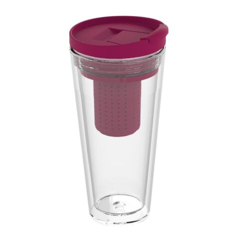 Werbeartikel Mocha 350 ml to-go Thermobecher Trinkbecher mit Teesieb & Infuser für Tee & Früchte isoliert – weiß – mit Logo bedruckt