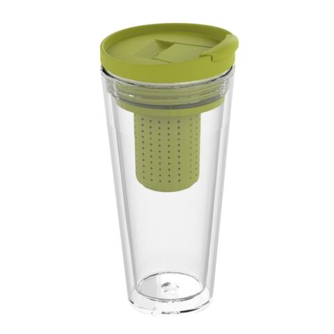 Werbeartikel Mocha 350 ml to-go Thermobecher Trinkbecher mit Teesieb & Infuser für Tee & Früchte isoliert – weiß – mit Logo bedruckt