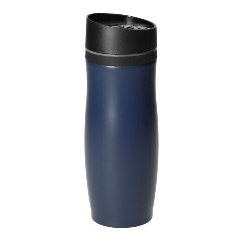 Werbeartikel Milano 350 ml Thermobecher doppelwandig aus Edelstahl mit Einhandbedienung & auslaufsicherem Verschluss – trend-blau PS – mit Logo