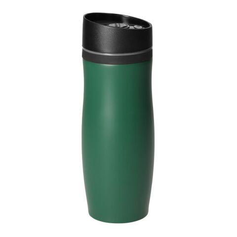 Werbeartikel Milano 350 ml Thermobecher doppelwandig aus Edelstahl mit Einhandbedienung & auslaufsicherem Verschluss – grasgrün – mit Logo bedruckt