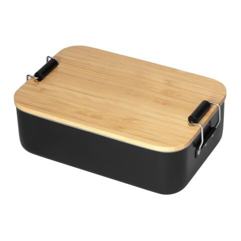 Werbeartikel Vorratsdose "Bamboo", klein – schwarz – mit Logo bedruckt