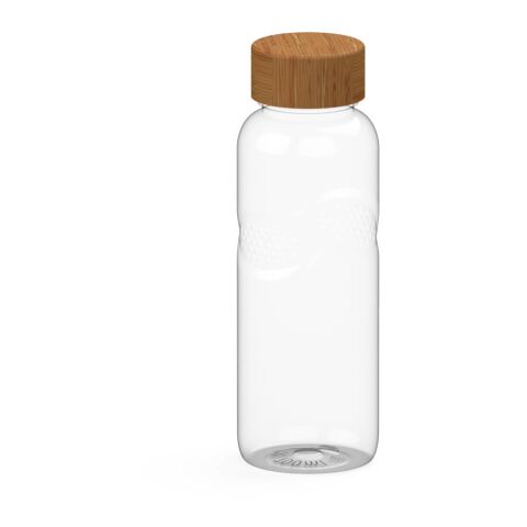 Werbeartikel Carve Natural 700ml Trinkflasche Tritan kohlensäuregeeignet mit Bambusdeckel & Griffmulden auslaufsicher – weiß – mit Logo bedruckt