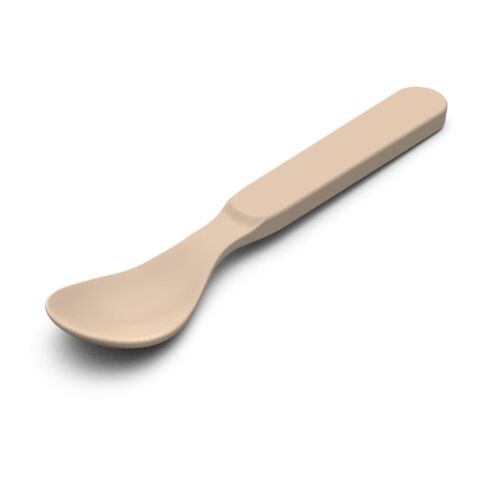 Werbeartikel Löffel Starter Kinderlöffel Kunststoff Teelöffel abgerundet Digitaldruck Messe Giveaway Mitarbeitergeschenk – creme – mit Logo bedruckt