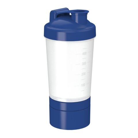 Werbeartikel Shaker Protein Pro 2 0,4l modular 2 Zusatzfächer für Pulver Siebeinsatz Skala Sport Mixer Becher – weiß – mit Logo bedruckt