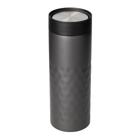 Werbeartikel 450 ml Edelstahl-Thermobecher Crystal, doppelwandig mit 360° Trinkdeckel & leicht zerlegbar für Reinigung – weiß/schwarz – mit Logo