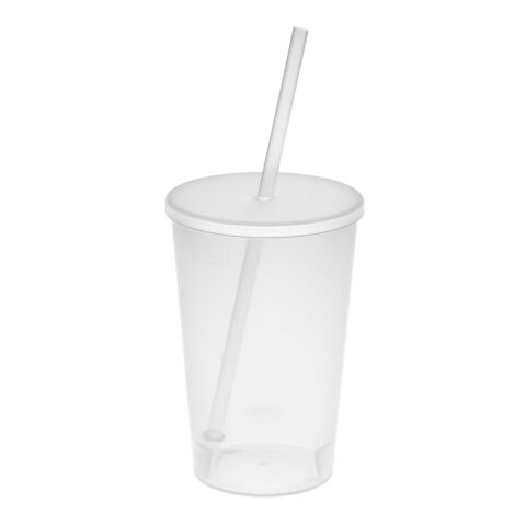 Trinkbecher "Vital", 500 ml mit Deckel und Strohhalm transparent-milchig | ohne Werbeanbringung | Nicht verfügbar | Nicht verfügbar