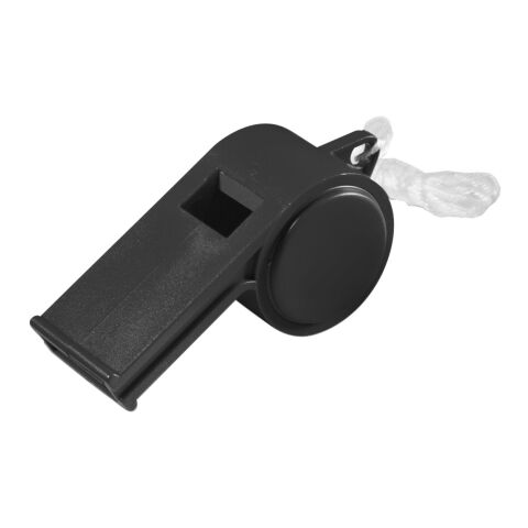 Werbeartikel Trillerpfeife "Sport", mit Kordel, uni-colour – schwarz – mit Logo bedruckt