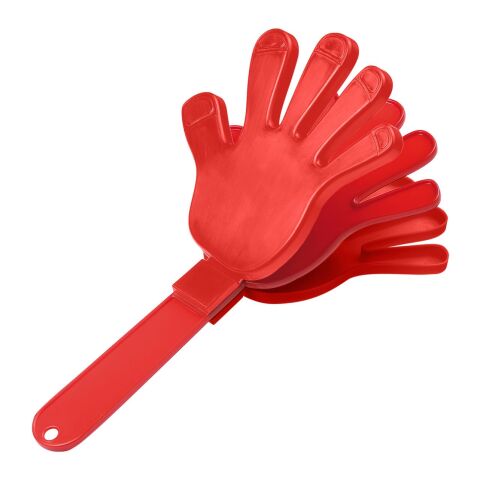 Werbeartikel Klapper Hand 3-tlg. lautstarker Stadion-Krachmacher Klatschhand Fanartikel für Sport-Events & Messen – rot – mit Logo bedruckt