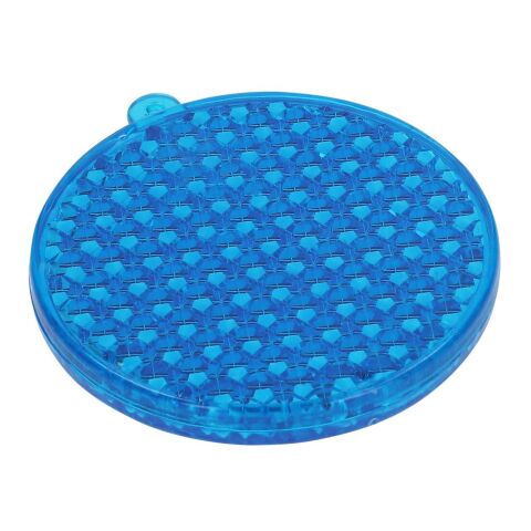 Messeartikel Reflektor Rund – trend-blau – mit Logo bedruckt, ideal für Events und Aktionen als reflektierendes Werbemittel.