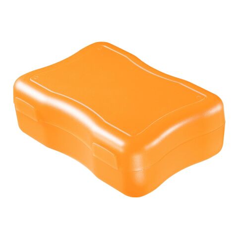 Firmengeschenk Brotdose Wave – orange – mit individuellem Werbedruck, groß 2 Klickverschlüsse nachhaltiger Lebensmittelbehälter