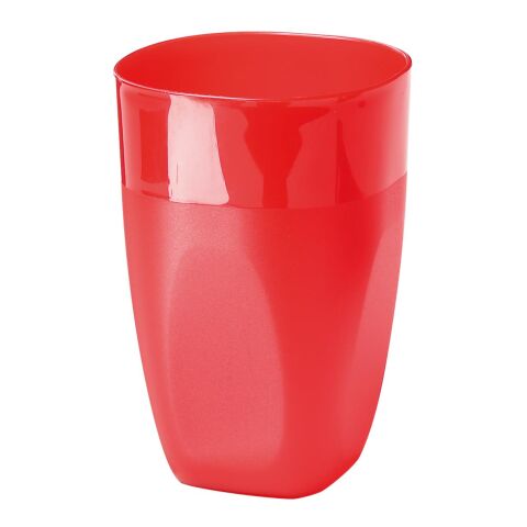 Werbeartikel 300 ml Trinkbecher Midi Cup griffiger Mehrwegbecher mit Kantenstruktur & Oberflächenrelief für Events – rot – mit Logo bedruckt