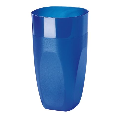 Werbeartikel Maxi Cup 0,4 l Mehrwegbecher mit griffiger Oberflächenstruktur & Kanten-Design für Events – trend-blau PS – mit Logo bedruckt