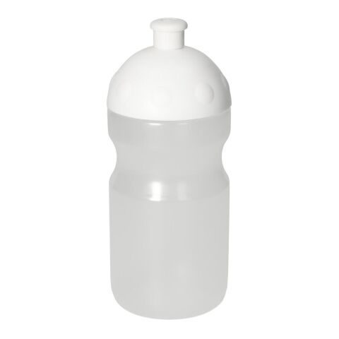 Sport-Werbemittel Trinkflasche Fitness – transparent-milchig – mit Logo bedruckt 0,5 l Kunststoff auslaufsicher für Sportevents & Turniere