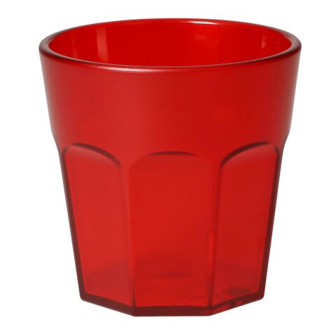 Werbeartikel 0,25 l Trinkbecher Tumble aus stabilem Kunststoff mit geprägter Füllmarkierung – rot – mit Logo bedruckt