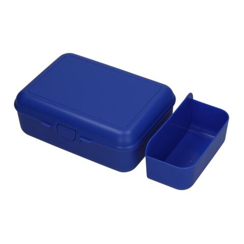 Nachhaltiger Werbeartikel Vorratsdose "School-Box" deluxe, mit Trennschale – trend-blau ps – mit Logo bedruckt