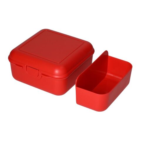Nachhaltiger Werbeartikel Vorratsdose "Cube" deluxe, mit Trennschale – rot – mit Logo bedruckt