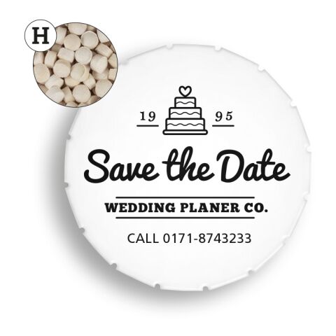 Werbeartikel Super Mini Clic Clac Box – weiß – mit Logo bedruckt